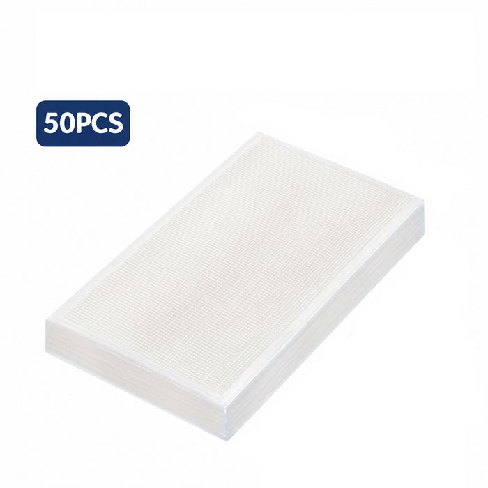 Vacuum Sealer Bags 50 Pack Pre-Cut Food Storage Pouches, Textured One-Side Design, Easy Tear, Compatible with Vacuum Sealer Machines 25 x 50 cm Kitchen Use