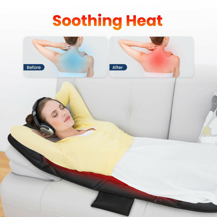 Full Body Massage Mat with Heat Extra Large Vibration Back Massager Pad with 10 Motors, 5 Modes, 3 Intensities, Remote Control for Sofa, Bed, Office & Gifts