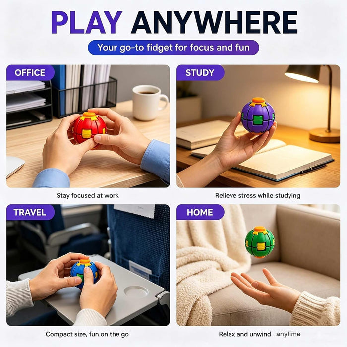 Press and Spin Fidget Balls, Transforming Sensory Toy, 2 Pack(Random color)