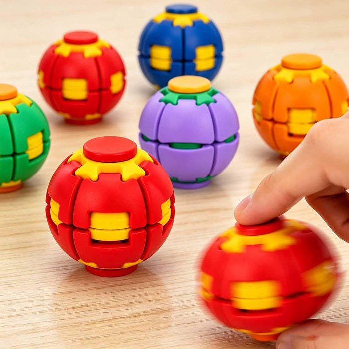 Press and Spin Fidget Balls, Transforming Sensory Toy, 2 Pack(Random color)