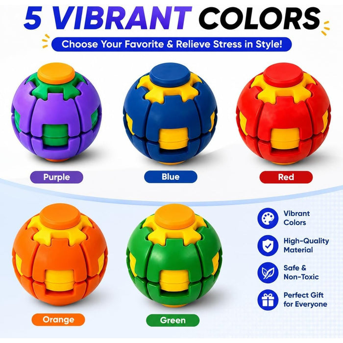 Press and Spin Fidget Balls, Transforming Sensory Toy, 2 Pack(Random color)