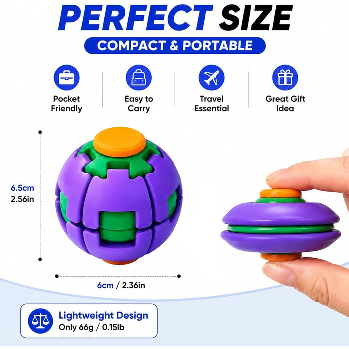 Press and Spin Fidget Balls, Transforming Sensory Toy, 2 Pack(Random color)