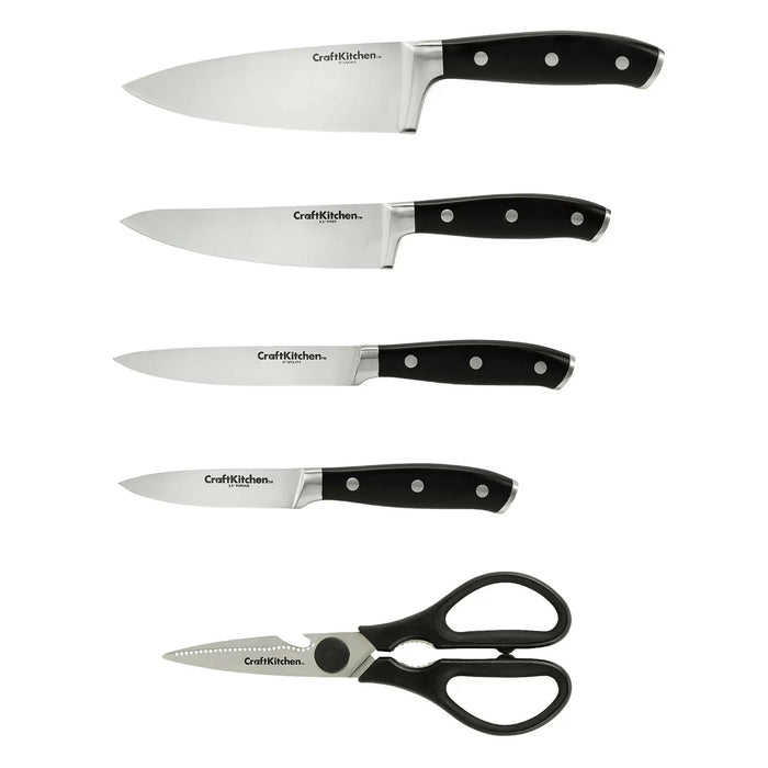 CRAFTKITCHEN™ Classic Collection 6 Piece Triple Rivet Knife Set With Block (80200)