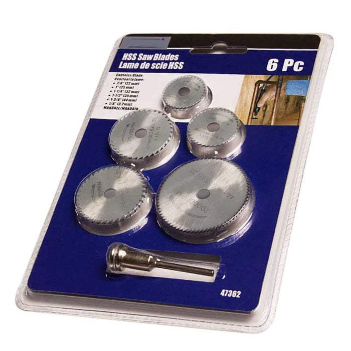 Mini HSS Circular Saw Blades, 6-Piece Rotary Tool Set, 22-44 mm