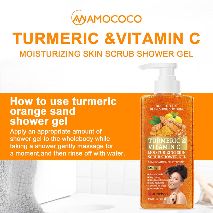 Turmeric Vitamin C Shower Gel, Exfoliating Scrub, 500 mL