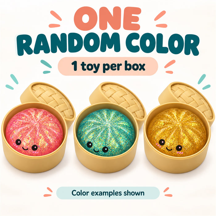 Glitter Bun Squishy Toy with Steamer Case, Random Color
