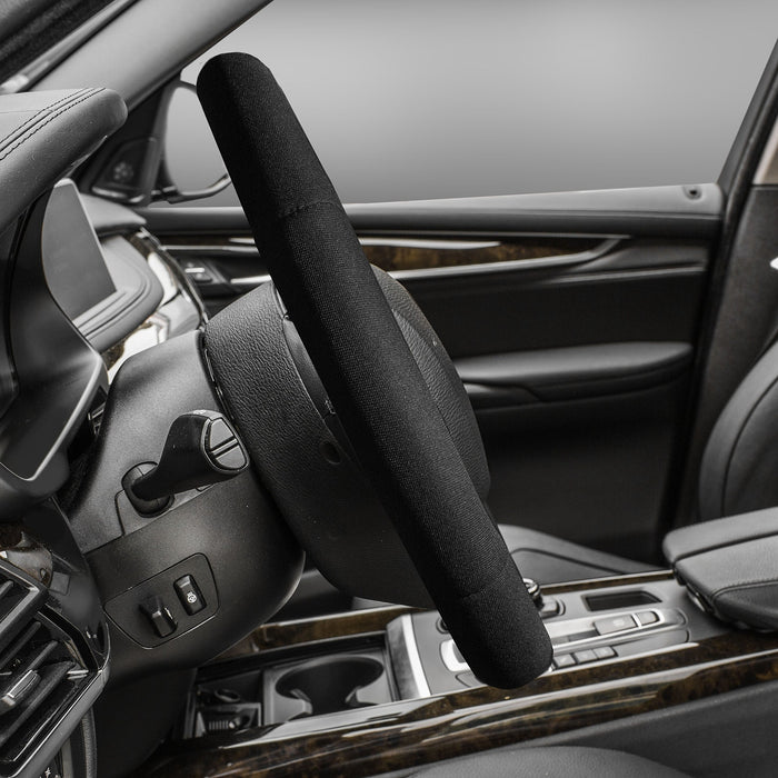 Black Steering Wheel Cover Set, Fabric, 5 Piece Car Interior Kit