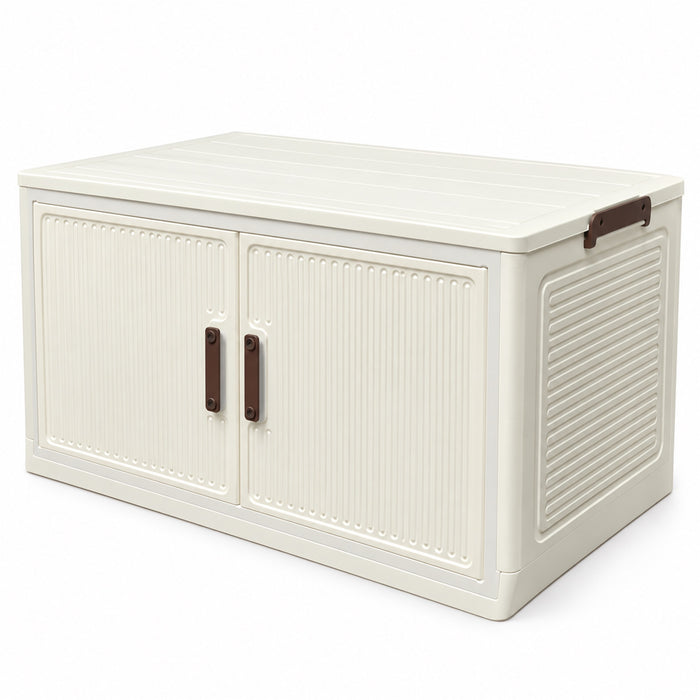 Storage Cabinet, 2 Doors, Single Tier, Cream, 68.5 cm, for Home