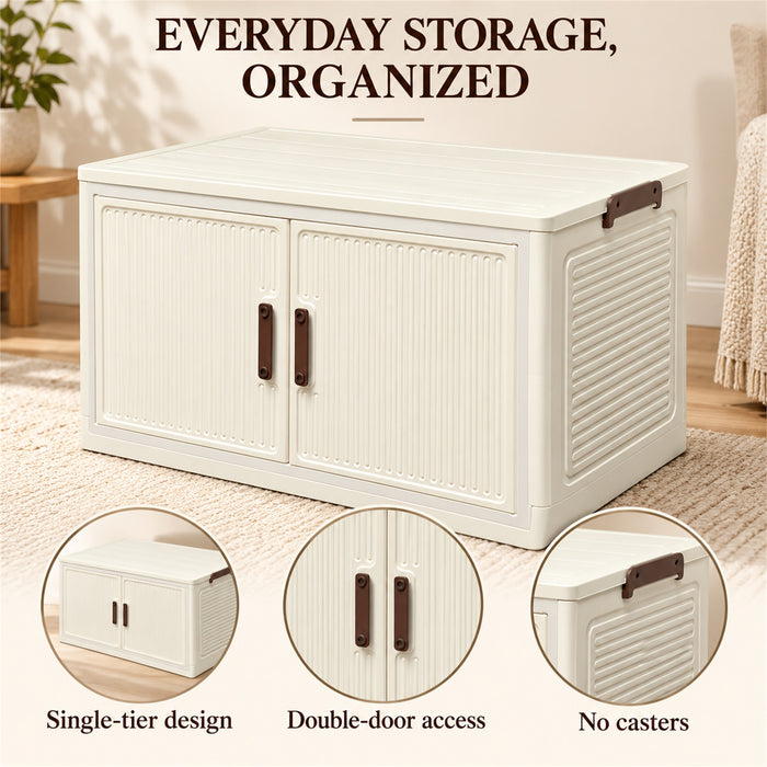 Storage Cabinet, 2 Doors, Single Tier, Cream, 68.5 cm, for Home
