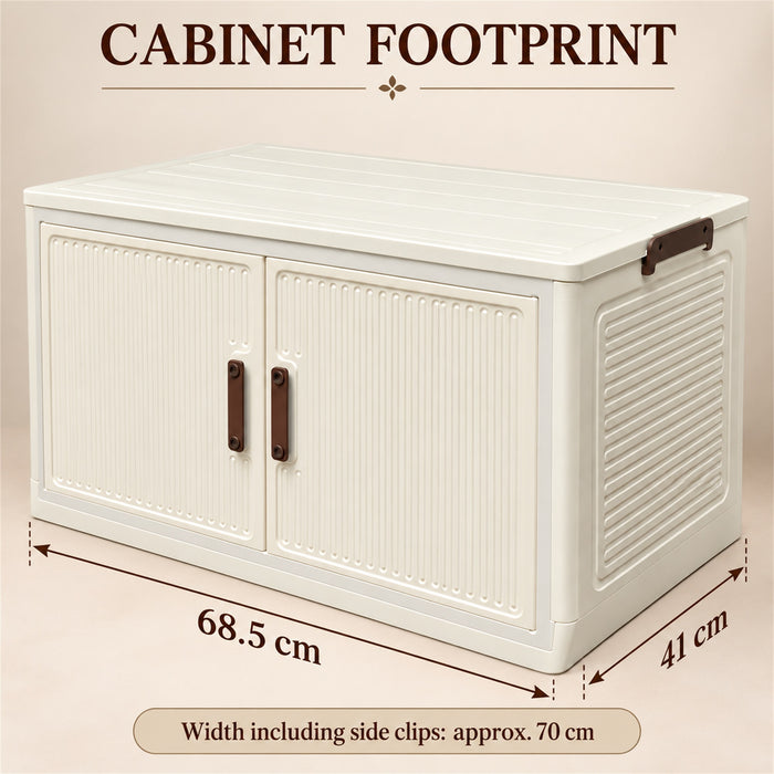 Storage Cabinet, 2 Doors, Single Tier, Cream, 68.5 cm, for Home