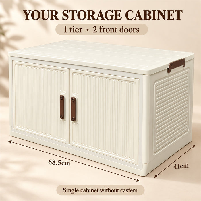 Storage Cabinet, 2 Doors, Single Tier, Cream, 68.5 cm, for Home