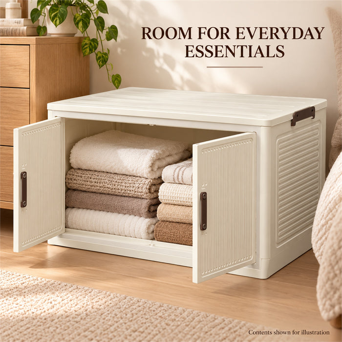 Storage Cabinet, 2 Doors, Single Tier, Cream, 68.5 cm, for Home