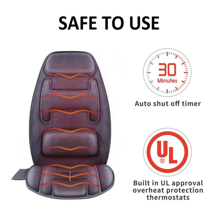 Massage Seat Cushion with Heat Vibration Back Massage Chair Pad with 10 Motors, Memory Foam Support, 2 Heat Levels, Remote Control for Home, Office & Sofa