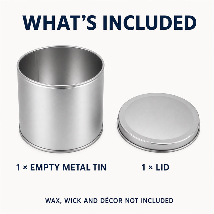Empty Candle Tin with Lid, Silver Metal Container for DIY Crafts