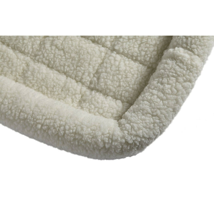 White Fleece Pet Bed for Cats & Small Dogs, Soft Bolster Crate Bed, Washable Plush Sleeping Mat, 21.75 x 15 x 2 in, Cozy Indoor Bed for Puppy, Kitten, Crate & Carrier