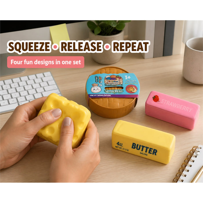 Food Squishy Toys 4-Pack, Slow-Rising Fidget Set, Ages 3+