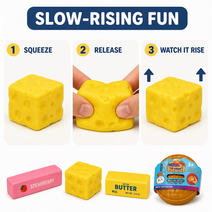 Food Squishy Toys 4-Pack, Slow-Rising Fidget Set, Ages 3+