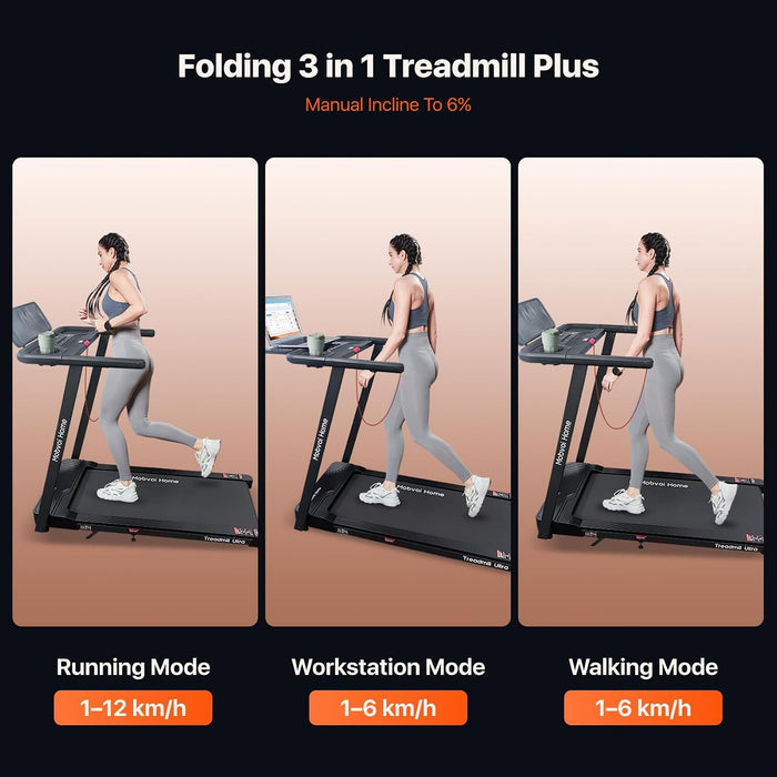 3-in-1 Folding Treadmill, 2.5 HP 6% Incline 12 km/h 120 kg Model T4226A