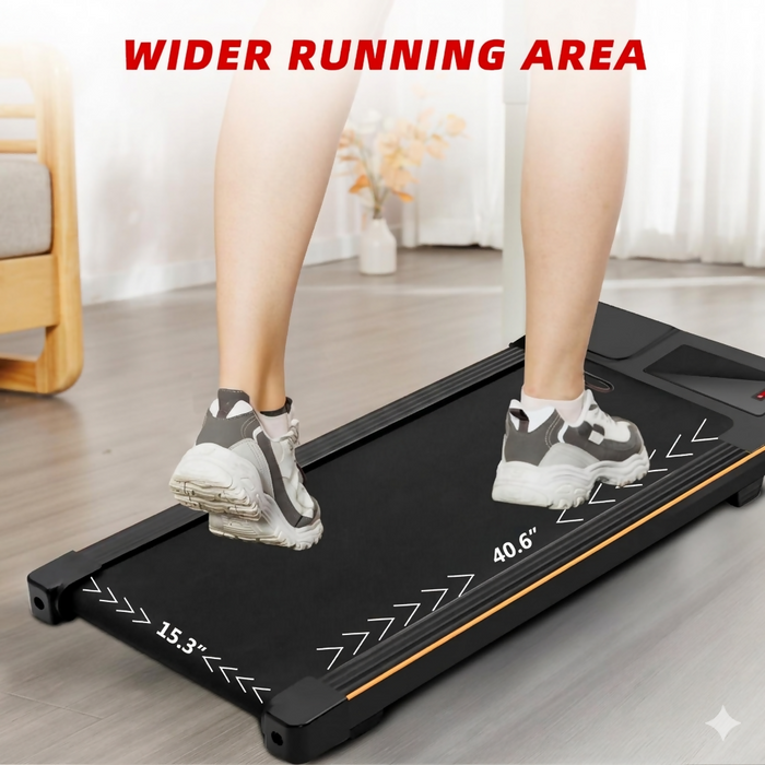 2-in-1 Under Desk Walking Pad Treadmill, Portable Compact Treadmill with Remote Control, Low-Profile Design, Wider Running Area, Home Office Fitness Machine for Walking and Light Jogging