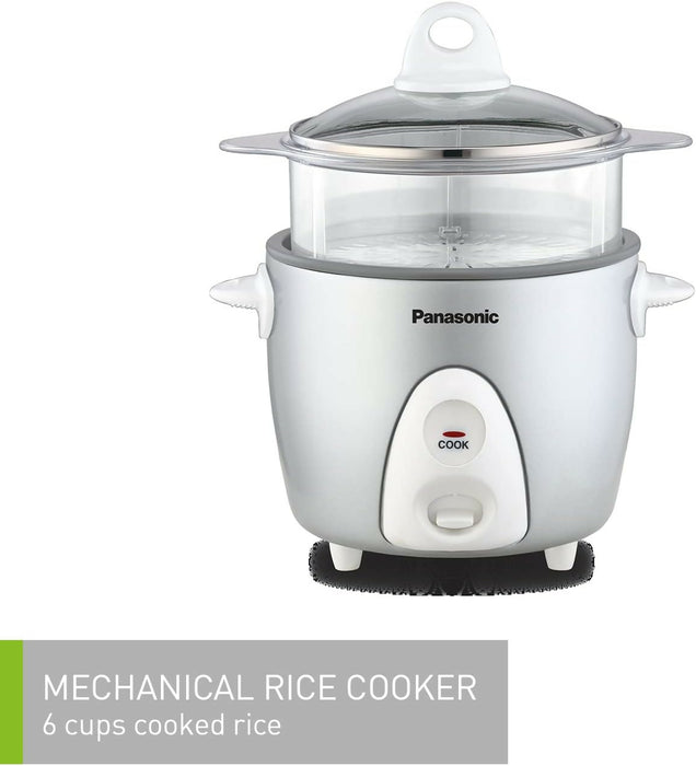 Panasonic SR-G06FGE 3 Cup Rice Cooker and Steamer, Silver