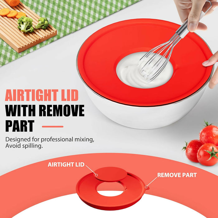 7 PCS Stainless Steel Mixing Bowl Set, Multifunctional Stacking Mixing Bowls with Lids and Accessories for Home, Kitchen, Cooking