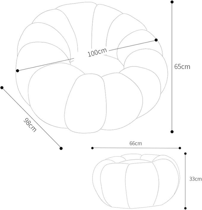 Pumpkin Swivel Accent Chair, Modern Lounge Sofa Round Barrel Chair, Wool Chair with Ottoman