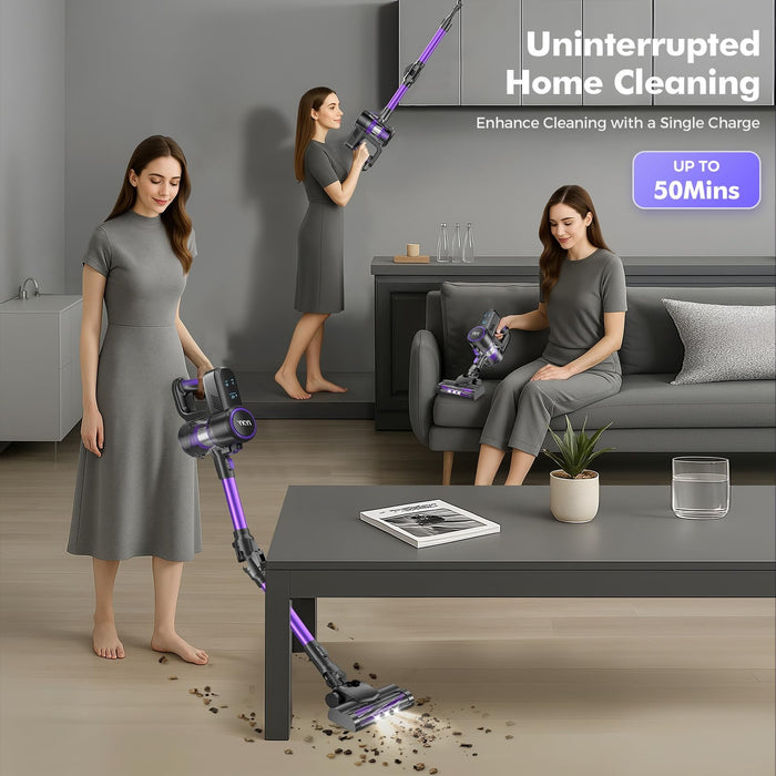 Cordless Vacuum Cleaner, 40kPa, 450W, 50-Min Runtime, Violet