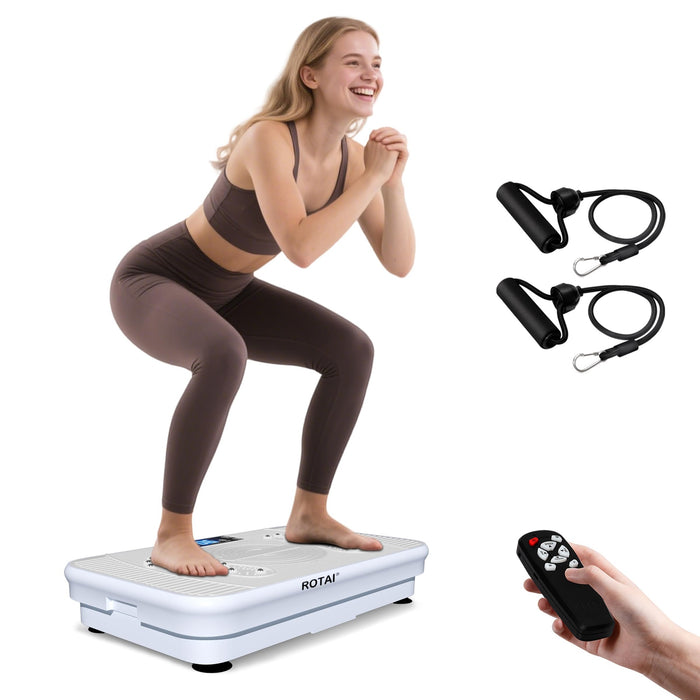 Whole Body Vibration Plate, 99 Speeds, Remote & Resistance Bands, Home Fitness