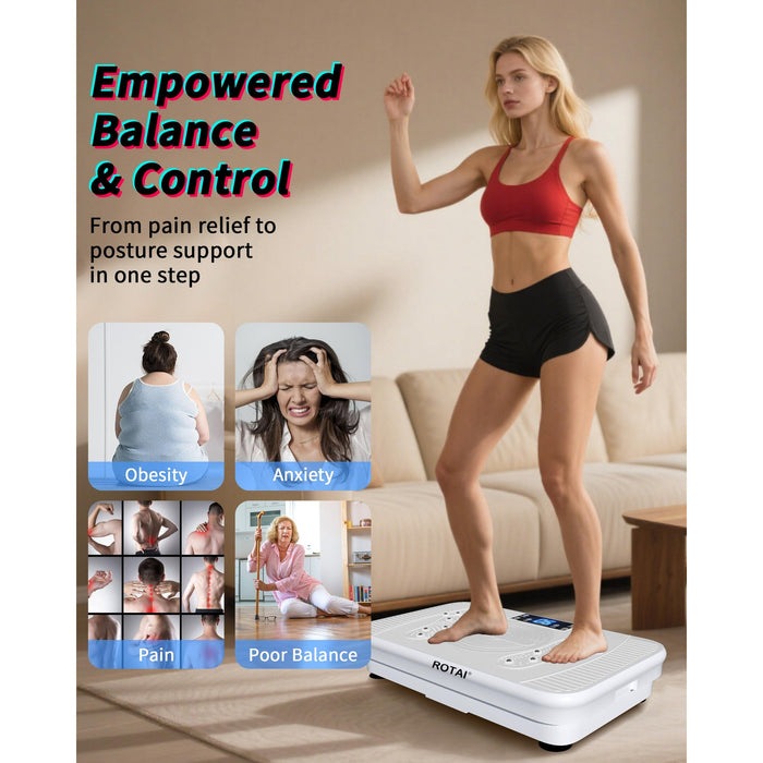 Whole Body Vibration Plate, 99 Speeds, Remote & Resistance Bands, Home Fitness