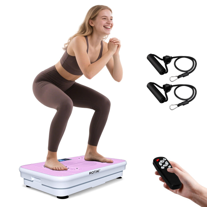 Whole Body Vibration Plate, 99 Speeds, Remote & Resistance Bands, Home Fitness