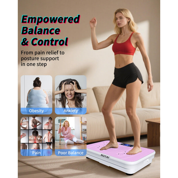 Whole Body Vibration Plate, 99 Speeds, Remote & Resistance Bands, Home Fitness