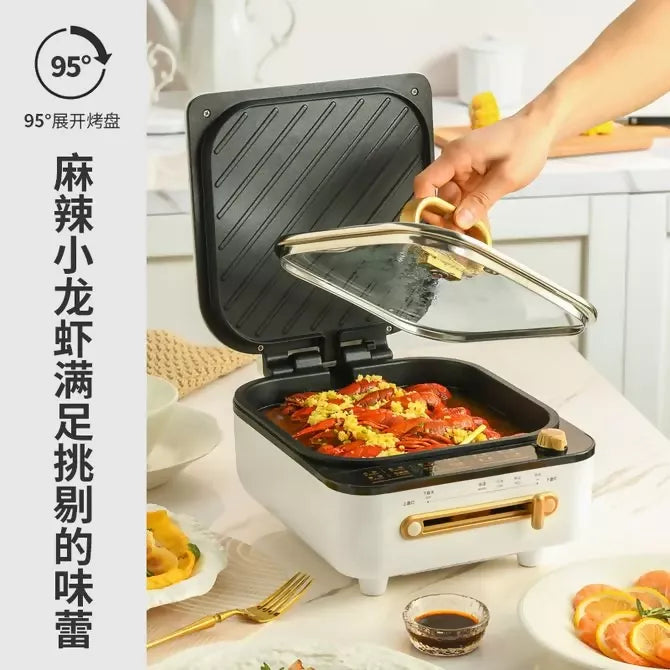利仁 2盤獨立控溫 煎烙火鍋燉湯炒涮烤一體機 | Electric Hot Pot & BBQ Grill Combo |1500W
