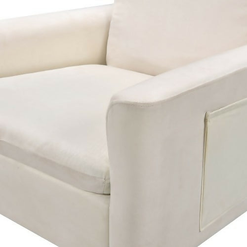 Sofa Chair with Ottoman, Modern Velvet Upholstered Accent Chair with Footrest, Storage Pocket