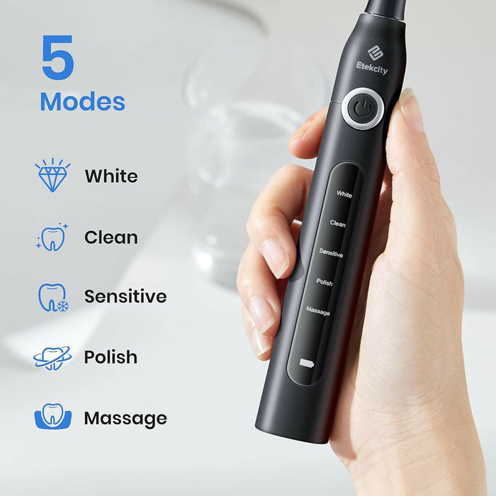 八替換頭音波電動牙刷 | Electric Toothbrush with 8 Brush Heads | 黑 Black, 白 White