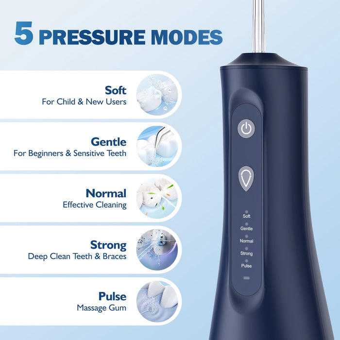 Water Flosser, 5 Modes, 300 mL Cordless Oral Irrigator, Travel