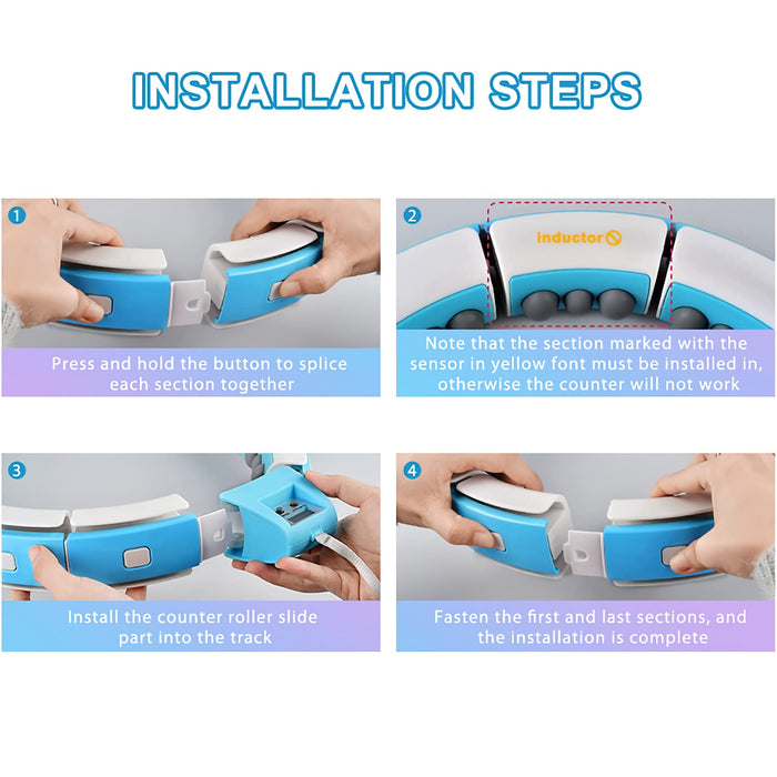 Massage Hula Hoop, 15 Sections Detachable Adjustable Size Professional Intelligent Counter Smart Fitness Hula Hoops for Women Men and Kids Exercising Weight Loss
