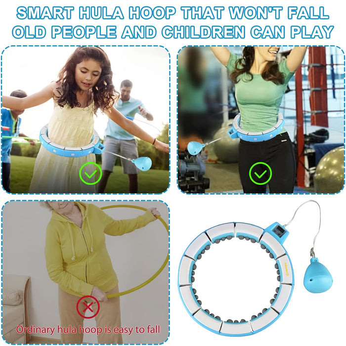 Massage Hula Hoop, 15 Sections Detachable Adjustable Size Professional Intelligent Counter Smart Fitness Hula Hoops for Women Men and Kids Exercising Weight Loss