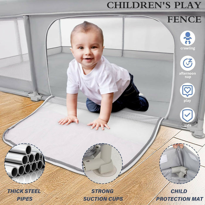Mesh Baby Playpen, 71"x59" Extra Large Baby Playard, Playpen for Babies and Toddlers, Infants Play Pen with Suction Cup Bases and Soft Breathable Mesh