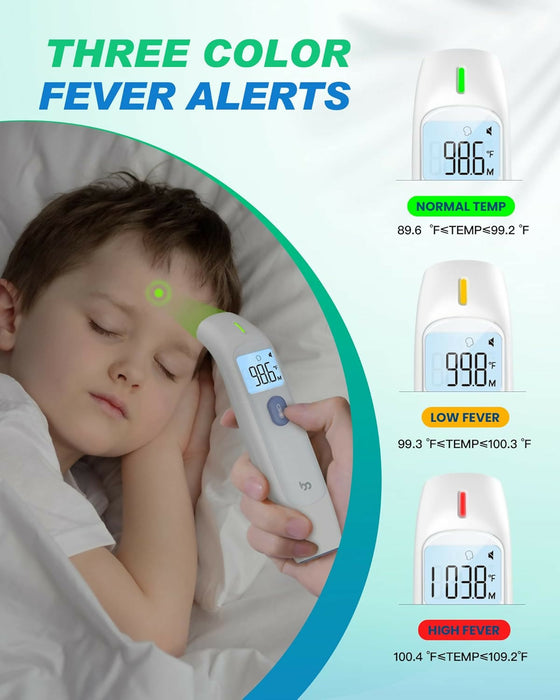Baby Digital Thermometer, No-Touch Forehead Thermometer for Adults, Kids, Toddlers, Infrared Temporal Thermometer with Silent Mode, FSA HSA Eligible