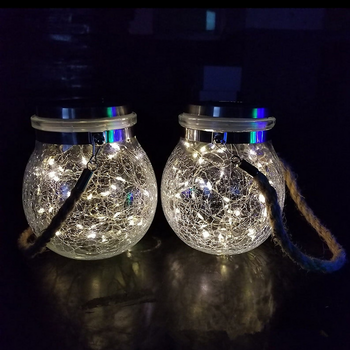 Icon Best 30 LED 太陽能夜燈，裂紋球玻璃罐許願燈戶外花園樹裝飾燈