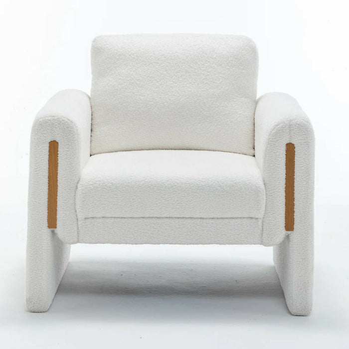Modern Bouclé Accent Armchair 35.5" Wide Upholstered Lounge Chair with Track Arms, Enclosed Base, Foam Cushion, Wood Frame for Living Room, Bedroom, Office