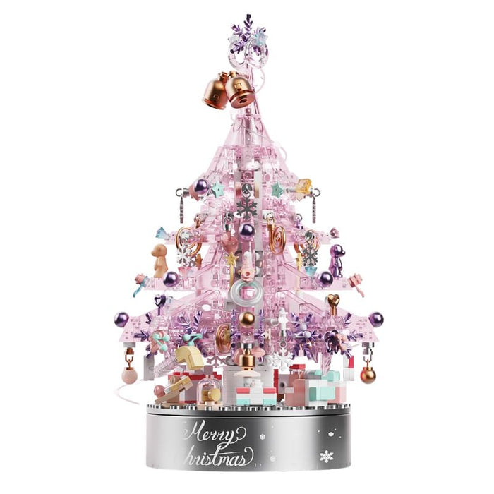 Christmas Tree Building Set, 730 Pieces, Music Box, Pink
