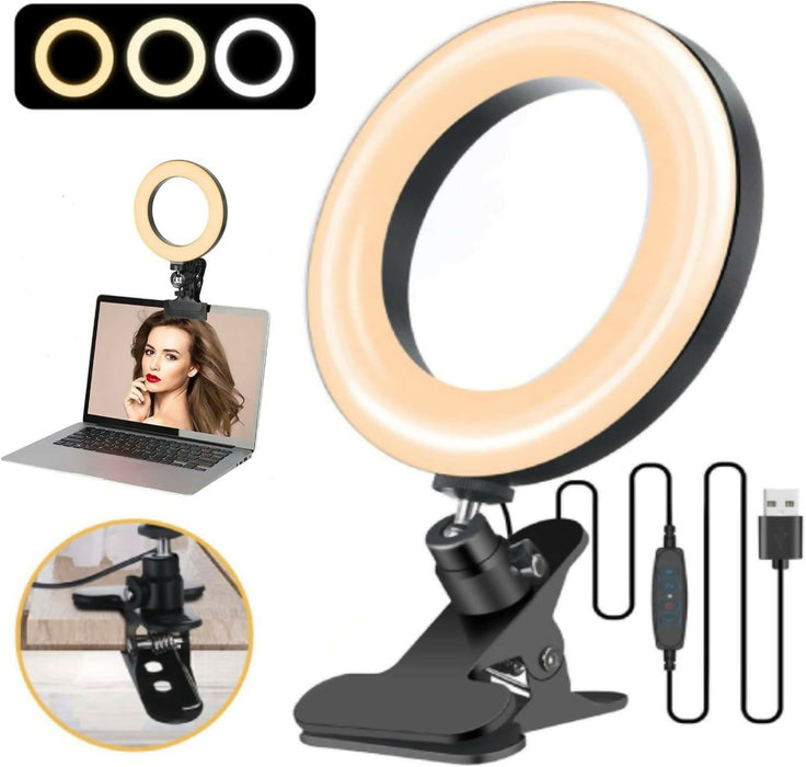 6" Laptop Ring Light with Clamp-Video Conference LED Lighting Kit,10 Brightness Level Desktop Light for Remote Work, YouTube Video, Selfie, Makeup, Live Stream, Gaming, Chat, Photography