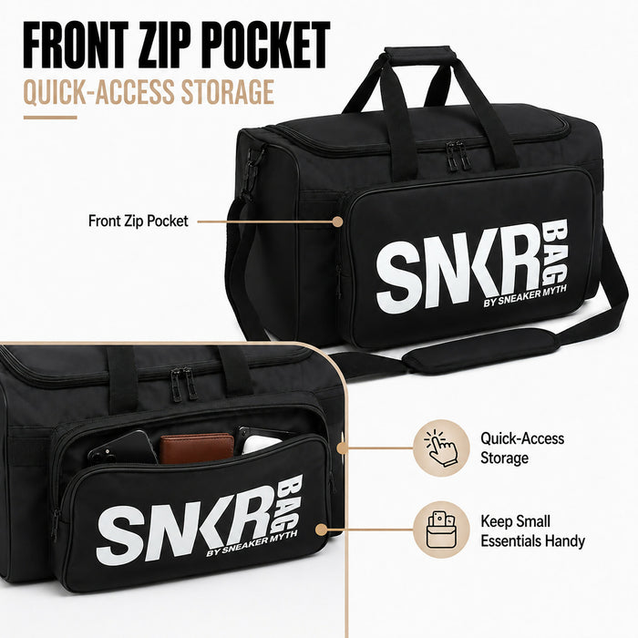 Travel Duffel Bag Front Zip Pocket, Wide-Open Interior, Detachable Shoulder Strap, Fold-Flat Design, 46 x 26 x 25 cm Gym, Weekend, Sneaker Storage