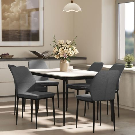 GOLDFAN Set of 4 Fabric Dining Chairs, Metal legs with Soft Paded Chairs for Home