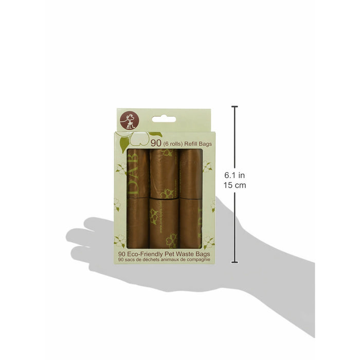 One for Pets Pet Waste Bags Refill Rolls 90 Count, 6 Rolls, Strong Leak-Resistant Dog Poop Bags with Cornstarch Eco-Conscious Brown Bags for Walks, Travel & Daily Cleanup