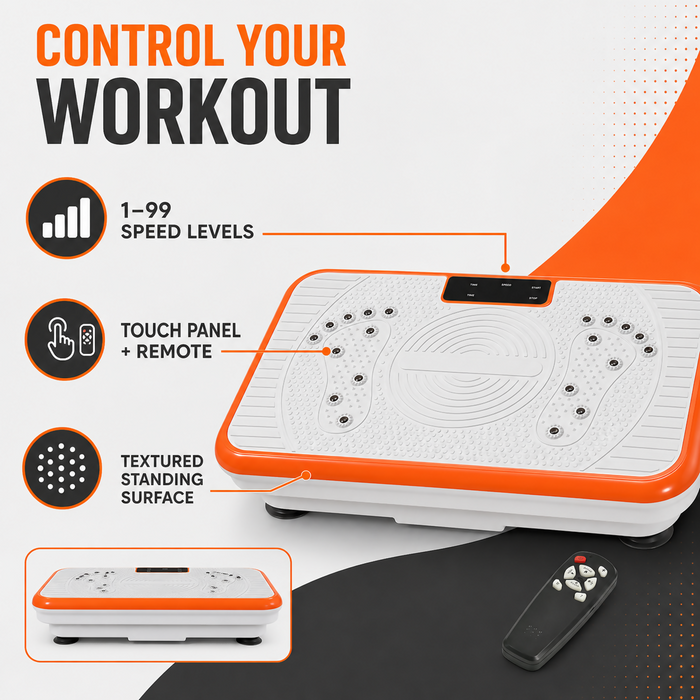 Whole Body Vibration Plate, 99 Speeds, Remote & Resistance Bands, Home Fitness