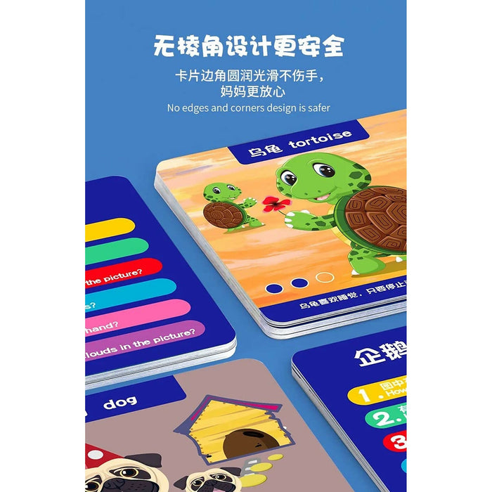 Happy Little Detective Brain Game Cards, 54-Piece Bilingual Chinese-English Animal Learning Flash Cards, Memory, Observation & Concentration Game for Kids Ages 3+
