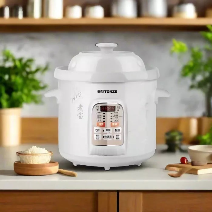 天際 玻化白瓷電炖鍋 (4L 快慢兩煲) | TONZE 4L Electric Ceramic Slow Cooker (Dual-Mode)