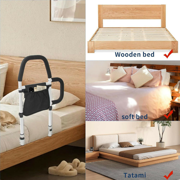可調節雙扶手長者床邊輔助扶手｜Bed Assist Rail with Dual Handles & 173” Safety Strap